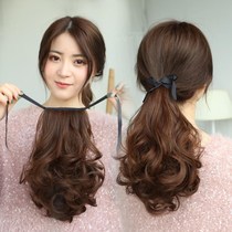 Wig female short pear flower roll ponytail strap short ponytail long curly hair braid simulation hair curl ponytail long hair