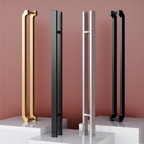 Simple modern frameless glass door handle silver black thickened stainless steel box shop square tube solid wood door handle