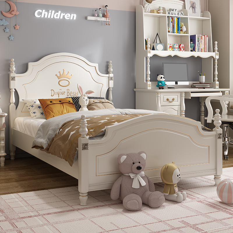 American Child Bed Girls Princess Bed 1 2 m 1 35 m 1 5 m Solid Wood Girls Single - Box Storage Bed
