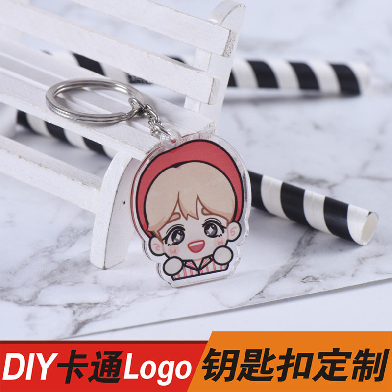 Creative Acrylic Key Buckle Custom Cartoon Cartoon Pendant Set Make Diy Photo Advertising Chain Small Gift