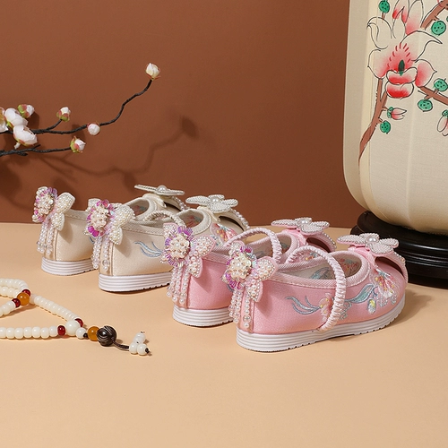 Ханьфу, обувь, этнические слипоны, детские туфли, этнический стиль, с вышивкой