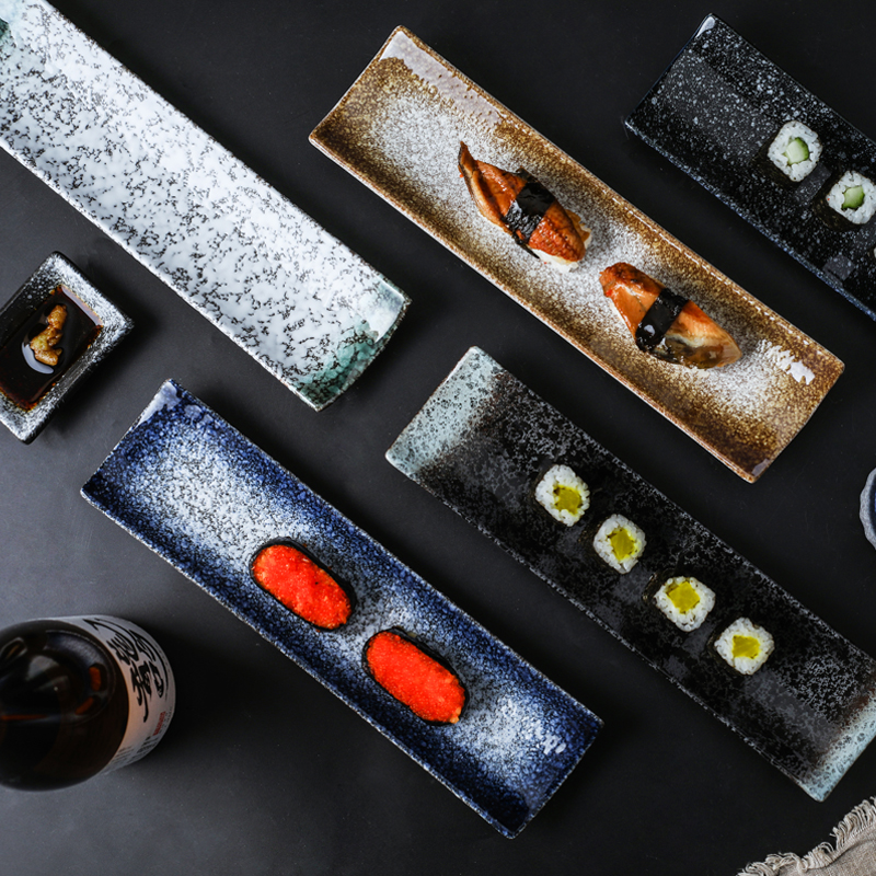 Japanese ceramics creative long rectangle sashimi dish dish sushi long plate in the wine house, tableware