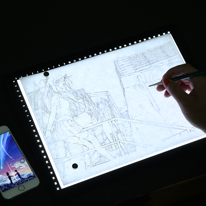 A2A1A0 copy table LED copy drawing table transmittance projection reproducing sketch drawing art students drawing comic tools with line depiction tables USB engineering drawing board