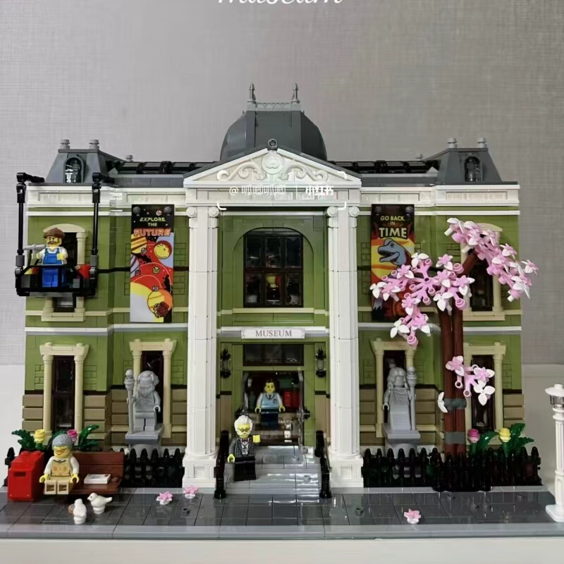 Chinese Building Block Street Scene Series Natural History Museum British Street Corner High-Difficulty Educational Assembly Toy Model