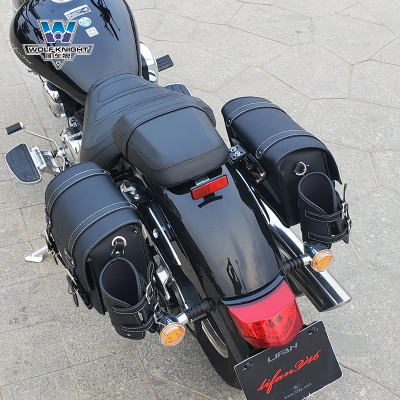 Muscle Wolf is suitable for Lifan V16 side bags, retro side bags, motorcycle brigade modified waterproof leather bags.
