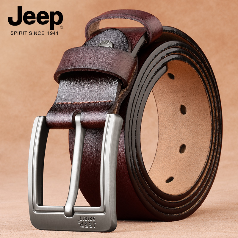 jeep jeep belt men's leather pin buckle pure cowhide youth belt casual trend Korean jeans belt