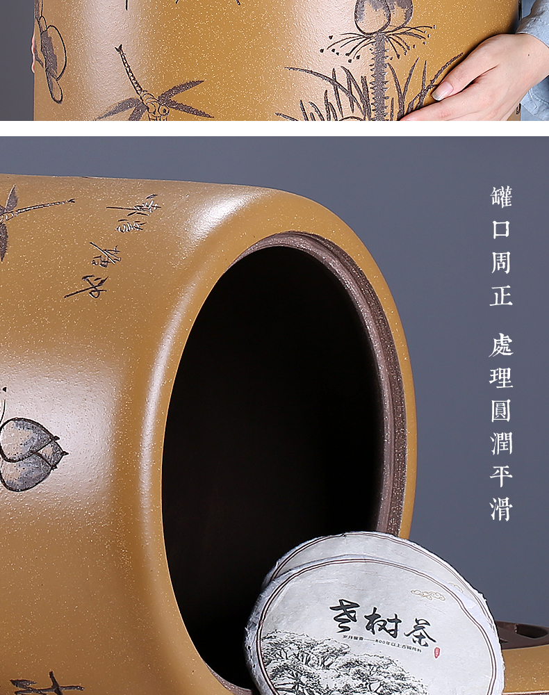 Utsuwa violet arenaceous caddy fixings large tea barrel receives domestic tea cake as cans ceramic seal tea storage tanks