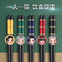 Chopsticks household high-end mildew-proof non-slip alloy chopsticks paint-free high temperature resistant hotel Kuaizi imitation ceramic chopsticks set