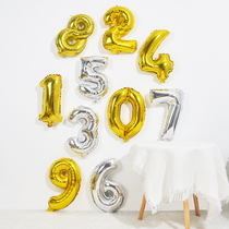 New 16-inch gold and silver digital aluminum film balloon baby hundred-day banquet birthday party background wall decoration supplies