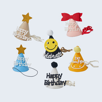 Korean ins wind baby felt hat smiley bow boy girl children birthday headdress funny party