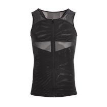 TOAO mens shapewear corset zipper tight vest shock-proof sports seamless tummy control flat chest shaping underwear