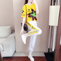 Tide brand leisure sports suit women summer 2021 new set of cotton T-shirt fashion foreign age reduction trousers two