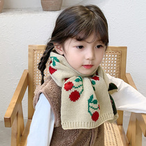 Childrens scarf autumn and winter baby warm fashion Korean Cherry wool knitted girl boy bib child tide