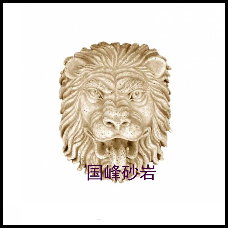 Sandstone glass steel sculpture relief round sculpture plaster like pendant lion head decoration decorative object