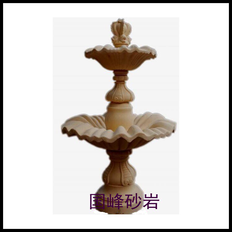 Sandstone sculpture round carving park community high-end villa outdoor decoration red dragon fountain landscape decoration