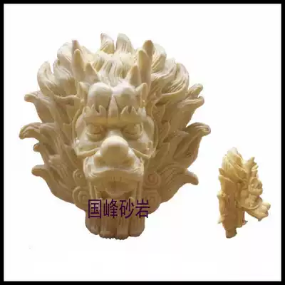 Sandstone sculpture relief round sculpture Plaster statue Glass fiber spray mouth spray water Lion head pendant decoration