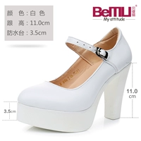 Белый каблук толщиной 11 см