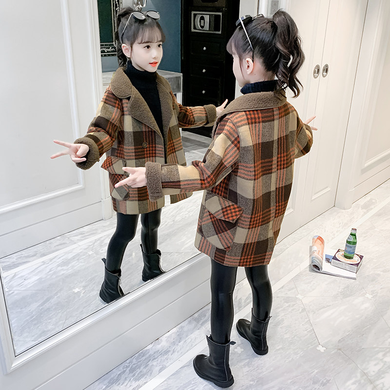 Girl Thickening fur, great coat autumn winter clothing 2022 new foreign pie clothes Winter Hooded Jacket Children Suit Blouses