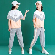 13 A 15-year-old girl suit summer 2021 new foreign-style childrens two-piece fashion Sports female child suit
