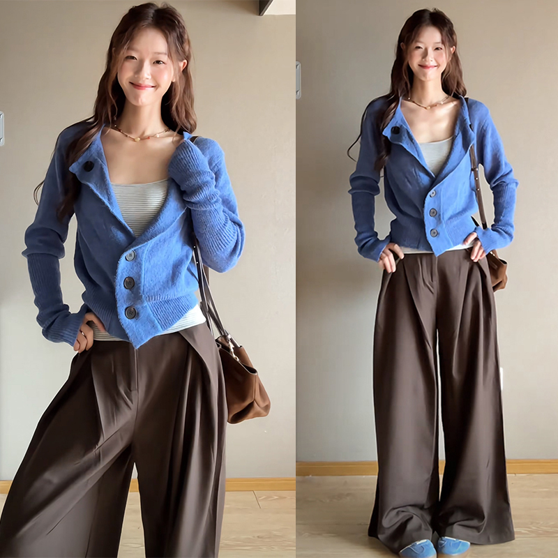 Autumn Early Autumn Knitted Cardigan Autumn Suit for Women 2026 New Style Petite Age-Reducing Korean Style Outfit Complete Set