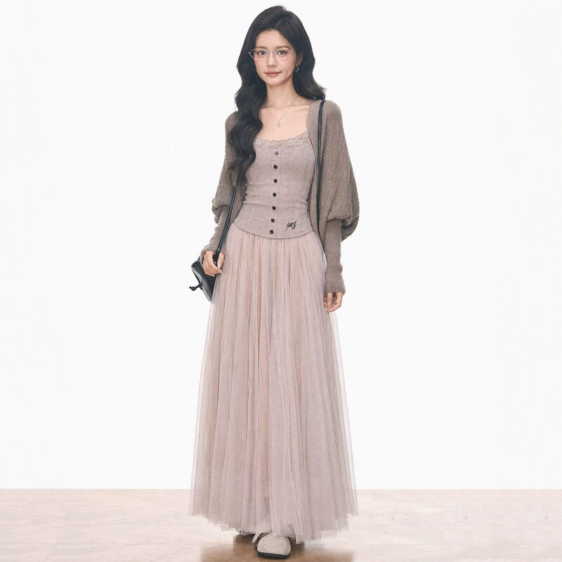 Autumn Early Autumn Knit Cardigan Camisole Skirt Autumn Suit Autumn Outfit Women's 2026 New Style Women's Matching Set Autumn Early Autumn Knit Cardigan Camisole Skirt Autumn Suit Autumn Outfit Women's 2026 New Style Women's Matching Set