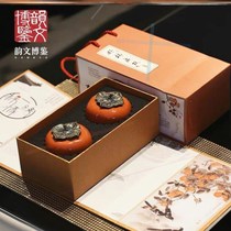 Rhyme Bo Jian Wen Chuang good Persimmon into double tea cans Ceramic handmade household ceramic sealed cans Tea gift box cans 3