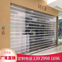 Factory direct crystal straight door shop crystal transparent door aluminum alloy straight roll gate crystal door security door