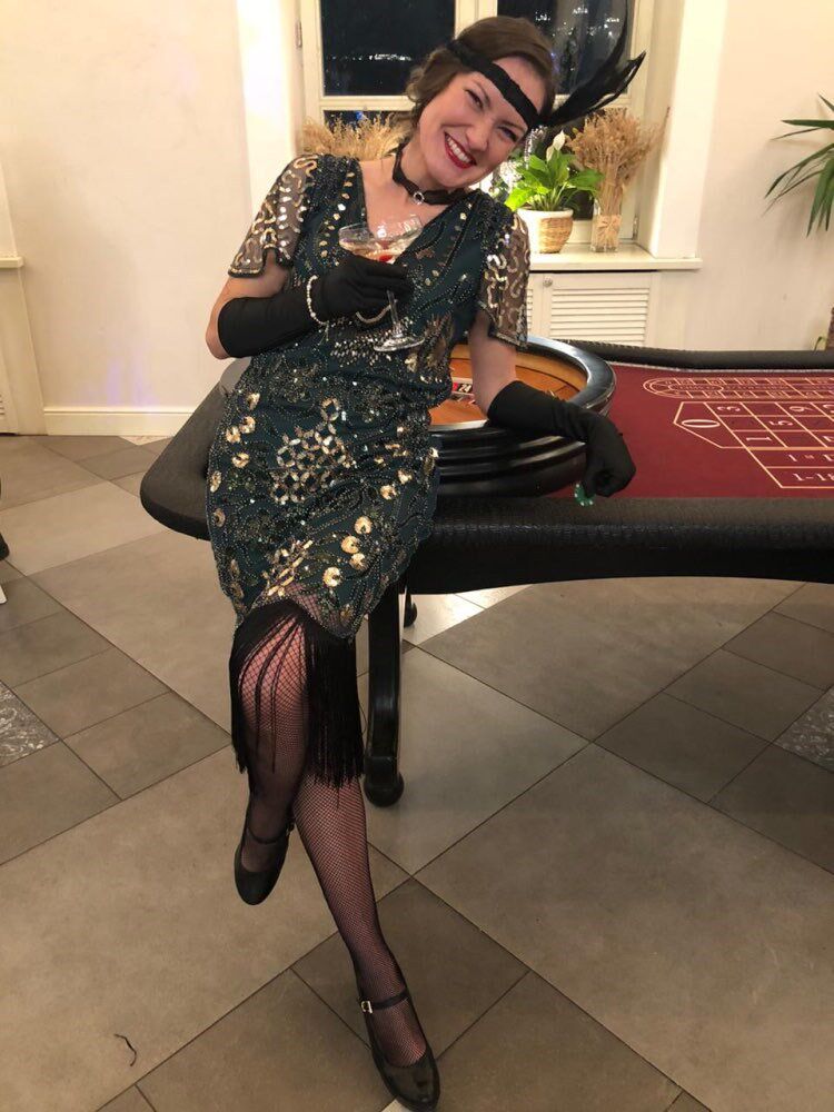 1920s Flapper Roaring Art Deco Gatsby Dress