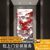 Entrance Xuanguan Decoration Painting New Chinese Living Room Corridor Aisle Vertical Version Modern Light Luxurious Crystal Porcelain Painting for the Head