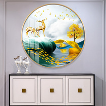  Round entrance entrance table decoration painting Lucky living room sofa background wall painting Light luxury diamond-encrusted crystal porcelain painting hanging painting