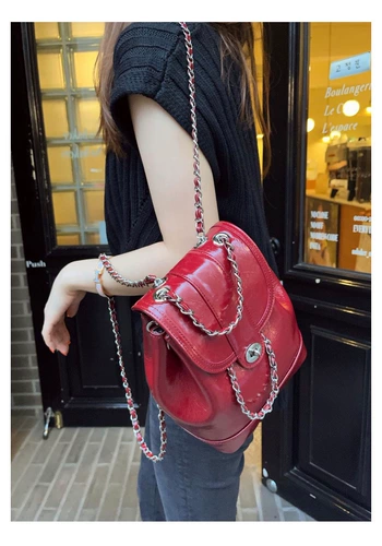 Маленькая цепь, рюкзак, брендовая сумка через плечо, сумка на одно плечо для школьников, Южная Корея, в стиле Шанель, из натуральной кожи