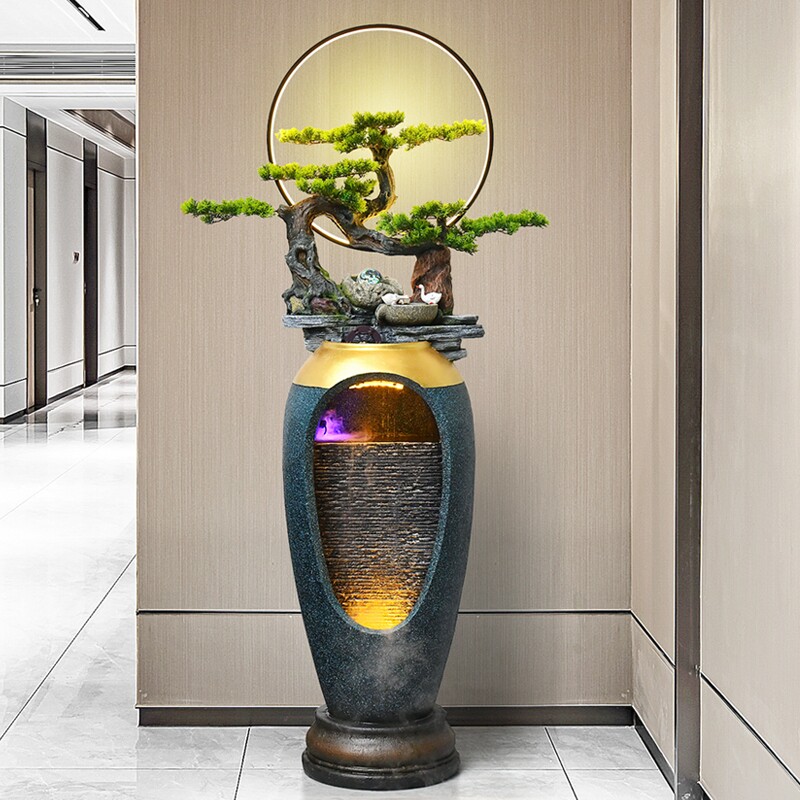 TV cabinet Next to floor light extravagant pieces Flowing Water Fountain Landscape Home Living Room Genguan Decorations Qiao relocating gifts