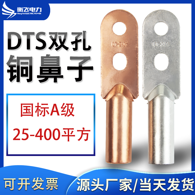 DTS35 50 70 95 120 150 185 240 square double hole copper nose terminal double eye wire ear