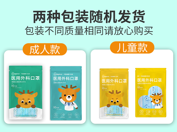 阿里健康大药房 超亚 成人/儿童 医用外科口罩 100片 图1