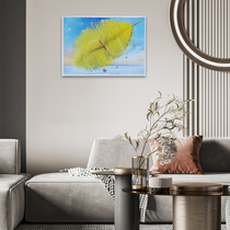 Feather Genuine Ostrich Fur Personality Hanging Clock Creative Home Accessories Art Minima Acrylic Organic Glass Silent Clock