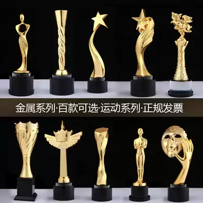 Crystal Trophy Metal Trophy Custom Embroidery Football Basketball Competition Medal Creative Oscar Gold Trophy