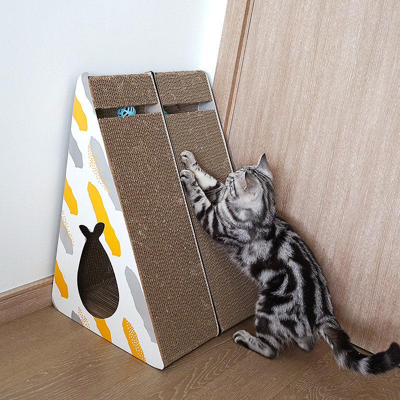 Vertical cat scratching board wear-resistant and does not drop crumbs all-in-one cat litter cat scratching board cat grinding claw toy triangle cat claw board scratch-resistant
