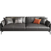 Office sofa and coffee table combination set simple modern reception business reception light luxury leather three-seat Italian style