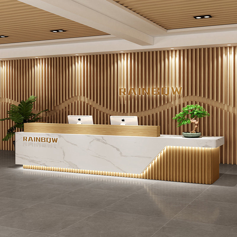 Brief Modern Company Front Desk Reception Desk Wellness Club Training Institutions Bar Table Chinese Beauty Salon Cashier Counter