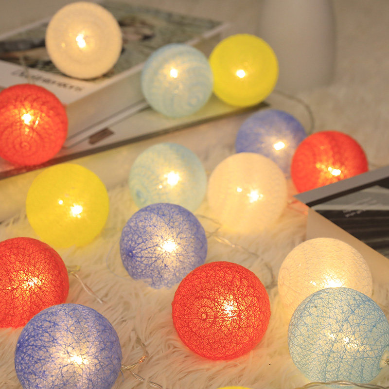 Cotton Line Ball COLOR LIGHTS STRING LED STARS LIGHT FLASHING LIGHTS STRING BEDROOM LIGHTING NET RED BIRTHDAY ROMANTIC ROOM ARRANGEMENT LIGHT