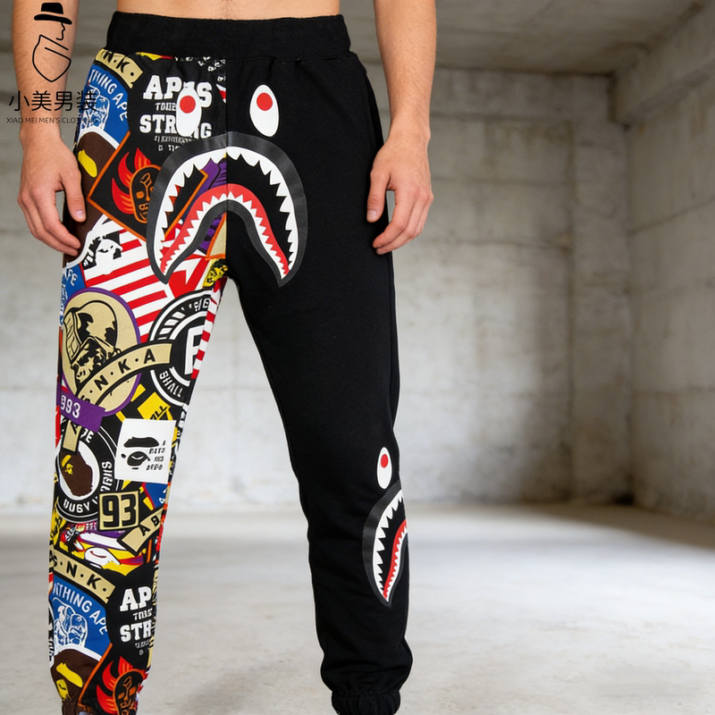 Sweatpants Shark Head Long Pants 3D Print Casual Loose Sports Sweatpants Light Mature Casual Mid-Waist