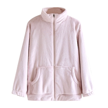 珊瑚绒睡衣上衣外套女秋冬法兰绒加绒加厚保暖情侣家居服男可外穿