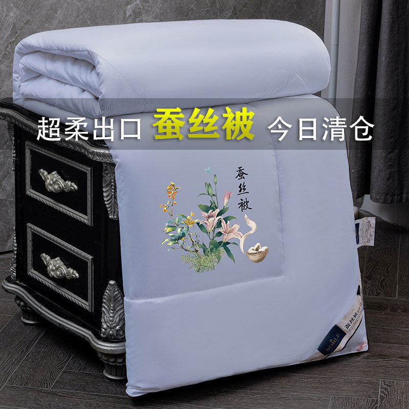 Antibacterial silk quilt 100% mulberry silk spring and autumn quilt cotton quilt core thickened winter quilt single double 10 catties four seasons