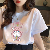 2022 new lovers dress Cat Short Sleeve T-shirt Lady Blouse Loose Mesh Red Pins Pure Cotton 100 Hitch