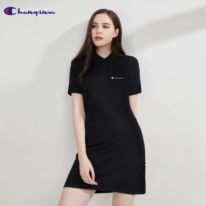 2022 new summer small man waist mid-length version short-sleeved Polo shirt lapel T-shirt women's slim dress