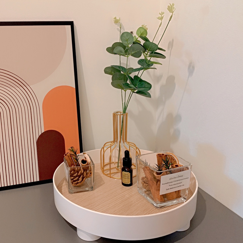 Nordic ins desktop storage basket lipstick storage box porch key tray ornaments round cosmetic storage box