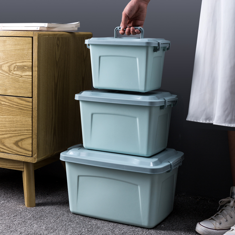 Nabebi portable storage box three-piece plastic storage box snack toy finishing box with cover large, medium and small boxes