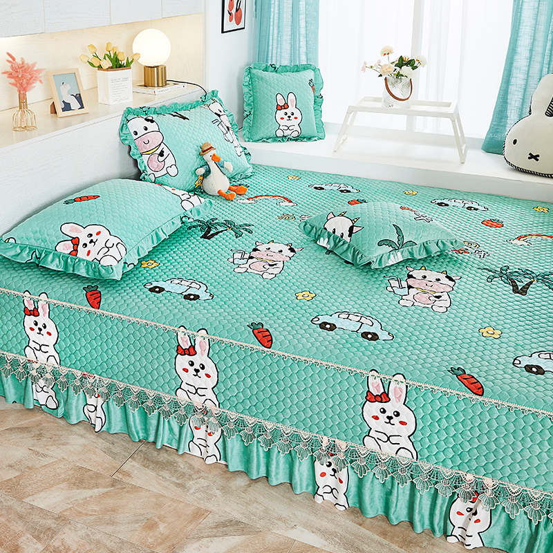 2022 winter new crystal velvet bed cover custom tatami thick bed sheet non-slip quilted large kang cover single cushion