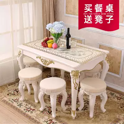 Modern simple small apartment new rectangular European style pastoral rice table and chair Korean household wooden square table combination