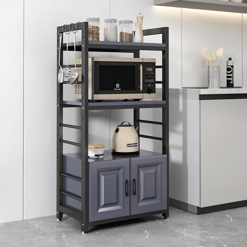 European style kitchen shelves Floor-to-ceiling sundries shelves Home multi-layer microwave oven shelves Cabinets Oven storage storage cabinets